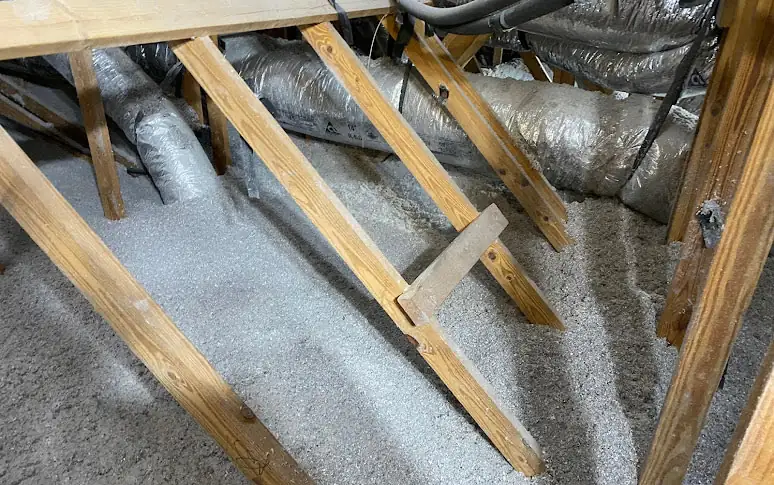 Attic before — contaminated insulation